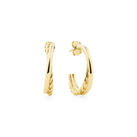 Round Crossover Hoop Earrings in 10kt Yellow Gold Round Crossover Hoop Earrings in 10kt Yellow Gold
