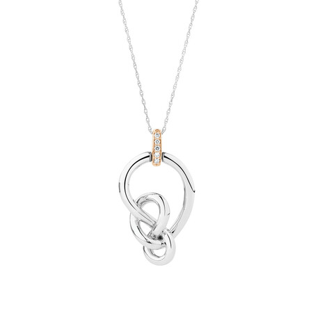 Knots Pendant with Pink Diamonds in Sterling Silver & 10ct Rose Gold Knots Pendant with Pink Diamonds in Sterling Silver & 10ct Rose Gold