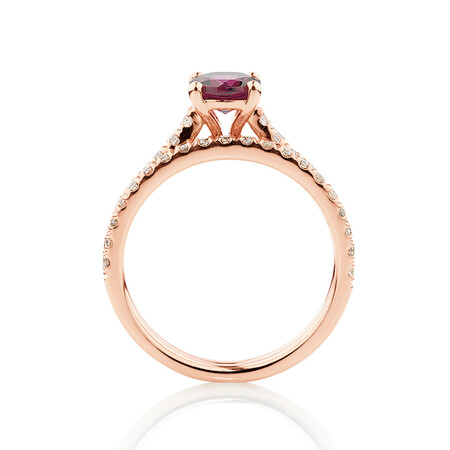 Bridal Set with 0.69 Carat TW of Diamonds & Rhodolite Garnet in 14ct Rose Gold Bridal Set with 0.69 Carat TW of Diamonds & Rhodolite Garnet in 14ct Rose Gold