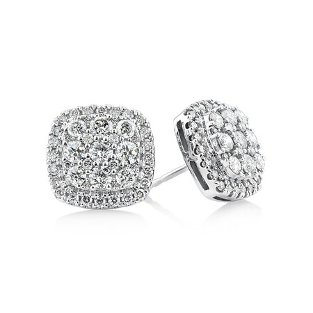 Cluster Stud Earrings with 2 Carat TW of Diamonds in 10ct White Gold Cluster Stud Earrings with 2 Carat TW of Diamonds in 10ct White Gold