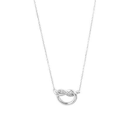 Knots Necklace With Diamonds In Sterling Silver