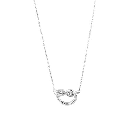 Knots Necklace With Diamonds In Sterling Silver Knots Necklace With Diamonds In Sterling Silver