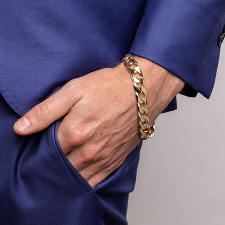 23cm (9.5") 12.5mm-13mm Width Curb Bracelet in 10kt Yellow Gold 23cm (9.5") 12.5mm-13mm Width Curb Bracelet in 10kt Yellow Gold