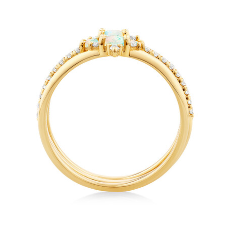 3 Ring Set with Opal & 0.18 Carat TW of Diamonds in 10kt Yellow Gold 3 Ring Set with Opal & 0.18 Carat TW of Diamonds in 10kt Yellow Gold