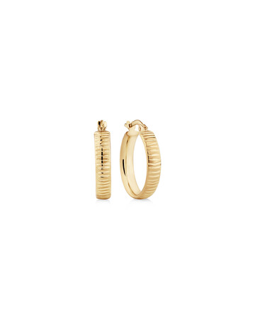 15mm Diamond Cut Hoop Earrings In 10ct Yellow Gold 15mm Diamond Cut Hoop Earrings In 10ct Yellow Gold