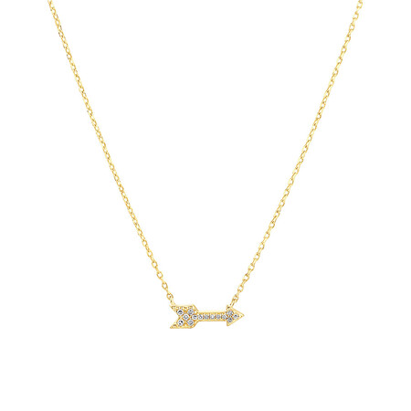 Arrow Necklace with Diamonds in 10ct Yellow Gold Arrow Necklace with Diamonds in 10ct Yellow Gold
