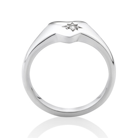 Heart Signet Ring with Cubic Zirconia In Sterling Silver Heart Signet Ring with Cubic Zirconia In Sterling Silver