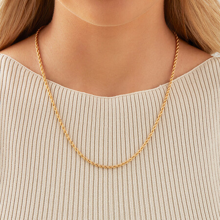 50cm (20") Hollow Rope Chain in 10ct Yellow Gold 50cm (20") Hollow Rope Chain in 10ct Yellow Gold