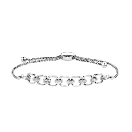Bolo Bracelet With Diamonds In Sterling Silver Bolo Bracelet With Diamonds In Sterling Silver