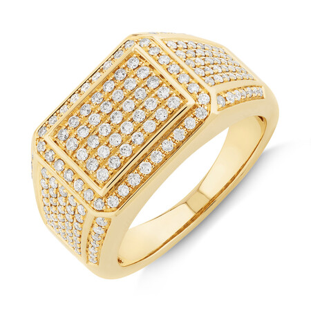 Men's Ring with 1 Carat TW of Diamonds In 10kt Yellow Gold Men's Ring with 1 Carat TW of Diamonds In 10kt Yellow Gold