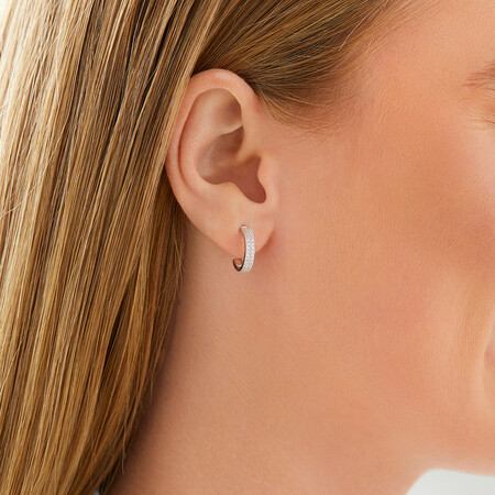 Half Hoops with Cubic Zirconia in Sterling Silver Half Hoops with Cubic Zirconia in Sterling Silver