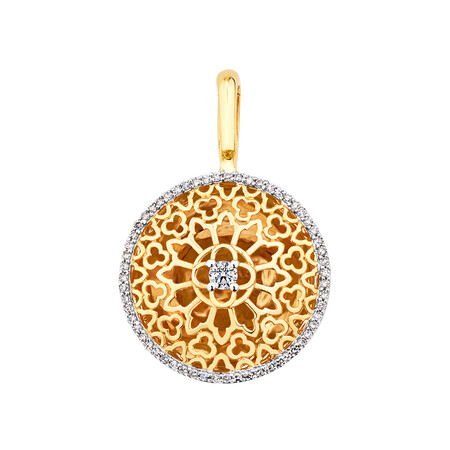 Round Enhancer Pendant with 0.34 Carat TW of Diamonds in 10kt Yellow Gold