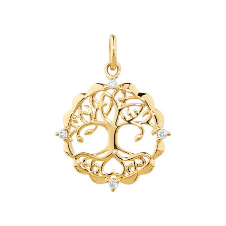 Tree of Life Talisman Pendant with Diamonds in 10ct Yellow Gold Tree of Life Talisman Pendant with Diamonds in 10ct Yellow Gold