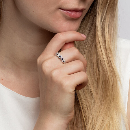 Ring with Sapphire & 0.37 Carat TW of Diamonds in 14ct White Gold Ring with Sapphire & 0.37 Carat TW of Diamonds in 14ct White Gold