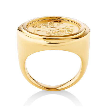 Full Sovereign Ring in 10kt & 22kt Yellow Gold Full Sovereign Ring in 10kt & 22kt Yellow Gold