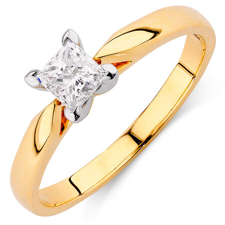 Evermore Solitaire Engagement Ring with 0.50 Carat TW Diamond in 14ct Yellow & White Gold Evermore Solitaire Engagement Ring with 0.50 Carat TW Diamond in 14ct Yellow & White Gold