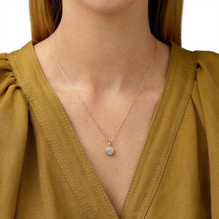 Round Cluster Pendant with Chain with 0.50 Carat TW of Diamonds in 10kt Yellow Gold Round Cluster Pendant with Chain with 0.50 Carat TW of Diamonds in 10kt Yellow Gold
