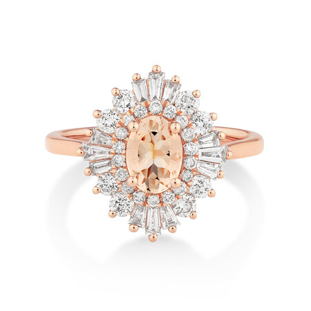Ballerina Ring with 0.75 Carat TW of Diamonds & Morganite in 10ct Rose Gold Ballerina Ring with 0.75 Carat TW of Diamonds & Morganite in 10ct Rose Gold