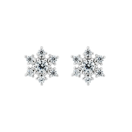 Cubic Zirconia Snowflake Studs in Sterling Silver Cubic Zirconia Snowflake Studs in Sterling Silver