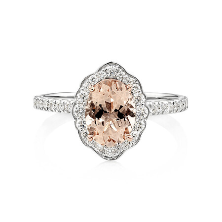 Sir Michael Hill Designer Engagement Ring with Morganite & 0.40 Carat TW of Diamonds in 18kt White Gold Sir Michael Hill Designer Engagement Ring with Morganite & 0.40 Carat TW of Diamonds in 18kt White Gold