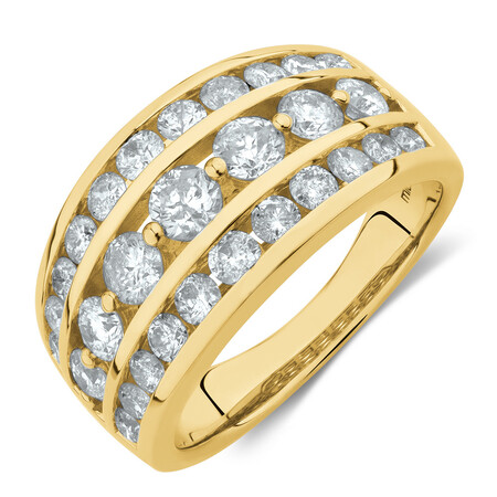 Three Row Ring with 2 Carat TW of Diamonds in 10kt Yellow Gold Three Row Ring with 2 Carat TW of Diamonds in 10kt Yellow Gold