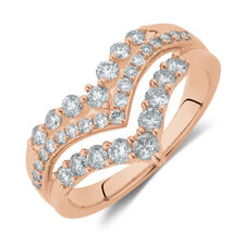 Three Row Chevron Ring with 0.75 Carat TW of Diamonds in 10kt Rose Gold
