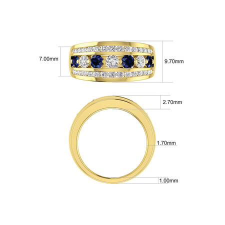 Ring with Natural Sapphire & 1 Carat TW of Diamonds in 14ct Yellow Gold Ring with Natural Sapphire & 1 Carat TW of Diamonds in 14ct Yellow Gold
