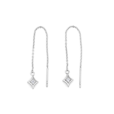 Threader Earrings with Cubic Zirconia in Sterling Silver Threader Earrings with Cubic Zirconia in Sterling Silver