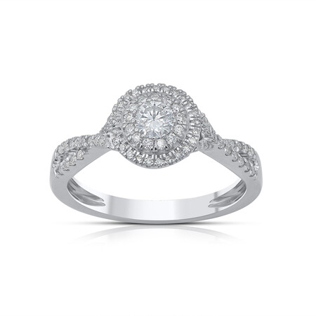 Twist Halo Ring with 1/2 Carat TW of Diamonds in 10ct White Gold Twist Halo Ring with 1/2 Carat TW of Diamonds in 10ct White Gold