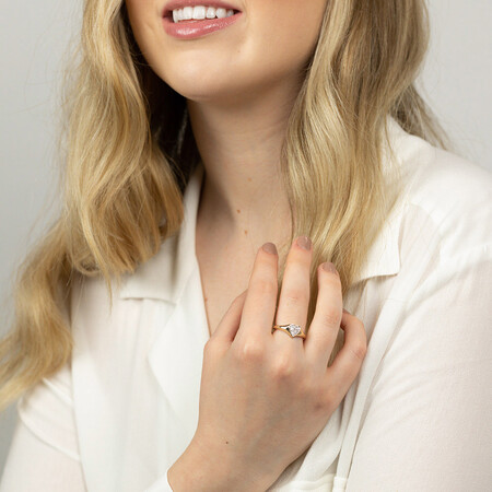Heart Pave Ring with Diamonds in 10ct Yellow Gold Heart Pave Ring with Diamonds in 10ct Yellow Gold