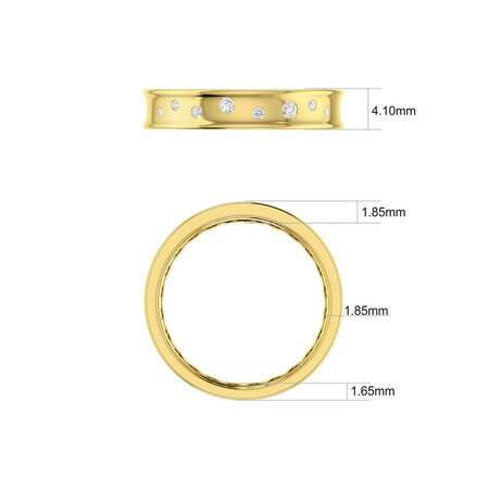 Hammer Set Barrel Ring with 0.10 Carat TW of Diamonds in 10ct Yellow Gold Hammer Set Barrel Ring with 0.10 Carat TW of Diamonds in 10ct Yellow Gold