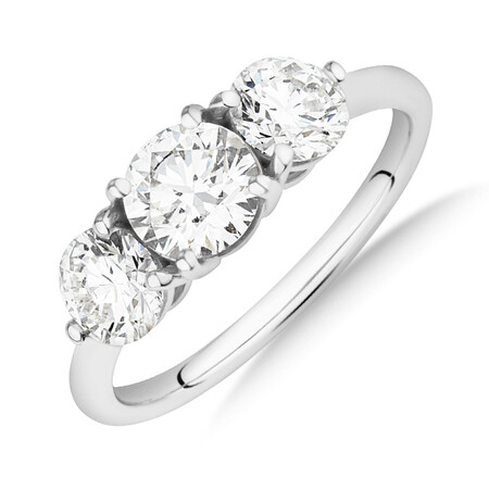 Laboratory-Created 1.70 Carat Oval Three Stone Diamond Ring In 14ct White Gold Laboratory-Created 1.70 Carat Oval Three Stone Diamond Ring In 14ct White Gold