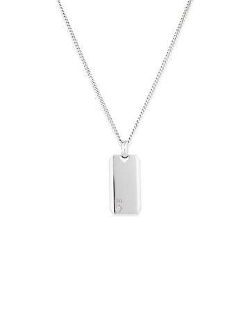 Dog Tag with Diamonds in Sterling Silver Dog Tag with Diamonds in Sterling Silver