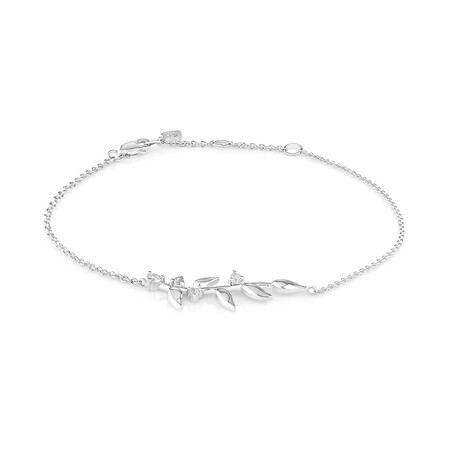 20cm (7") Leaf Bracelet with Cubic Zirconia in Sterling Silver