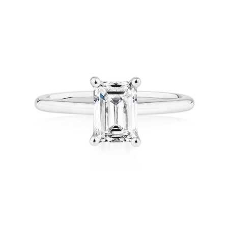 1.25 Carat Emerald Cut Laboratory-Created Diamond Ring In 14kt White Gold 1.25 Carat Emerald Cut Laboratory-Created Diamond Ring In 14kt White Gold