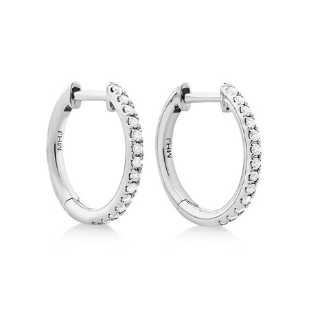 Pave Hoops with 0.15 Carat TW of Diamonds in 10kt White Gold Pave Hoops with 0.15 Carat TW of Diamonds in 10kt White Gold