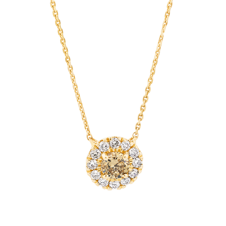 Halo Necklace with 0.23 Carat TW of Diamonds in 10kt Yellow Gold