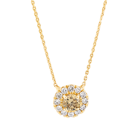 Halo Necklace with 0.23 Carat TW of Diamonds in 10kt Yellow Gold Halo Necklace with 0.23 Carat TW of Diamonds in 10kt Yellow Gold