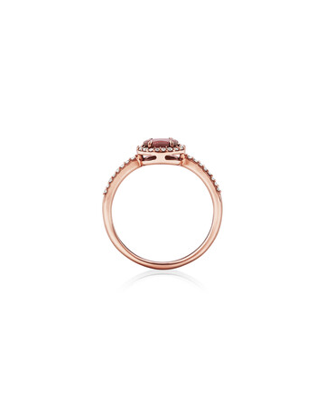 Halo Ring with Rhodolite Garnet & 0.15 Carat TW of Diamonds in 10kt Rose Gold Halo Ring with Rhodolite Garnet & 0.15 Carat TW of Diamonds in 10kt Rose Gold
