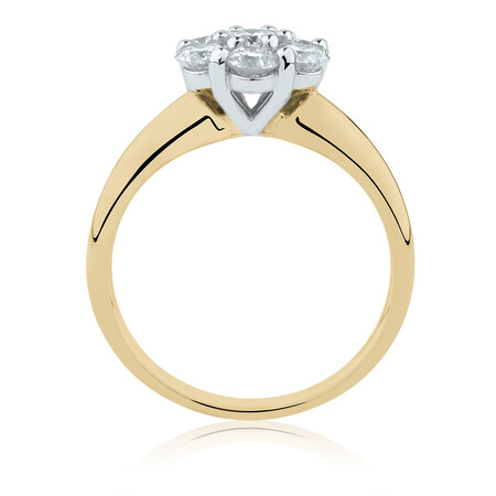 Engagement Ring with 1 Carat TW of Diamonds in 14ct Yellow & White Gold Engagement Ring with 1 Carat TW of Diamonds in 14ct Yellow & White Gold