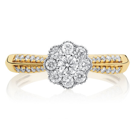 Engagement Ring with 1/2 Carat TW of Diamonds in 10ct Yellow & White Gold Engagement Ring with 1/2 Carat TW of Diamonds in 10ct Yellow & White Gold