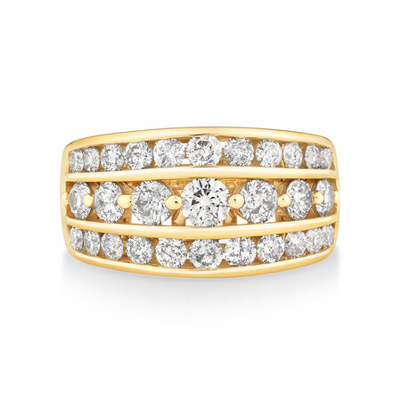 Three Row Ring with 2 Carat TW of Diamonds in 10kt Yellow Gold Three Row Ring with 2 Carat TW of Diamonds in 10kt Yellow Gold