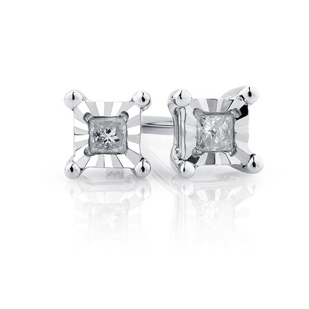 Stud Earrings with Diamonds in Sterling Silver Stud Earrings with Diamonds in Sterling Silver