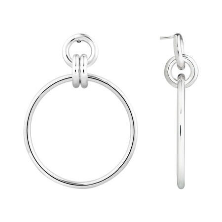 Drop Hoop Earrings in Sterling Silver Drop Hoop Earrings in Sterling Silver