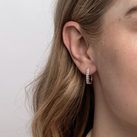 Huggie Earrings with 0.34 Carat TW of Diamonds in 10ct Yellow Gold Huggie Earrings with 0.34 Carat TW of Diamonds in 10ct Yellow Gold