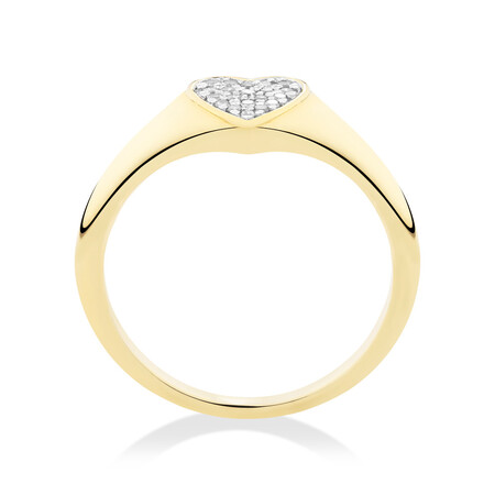 Heart Pave Ring with Diamonds in 10ct Yellow Gold Heart Pave Ring with Diamonds in 10ct Yellow Gold