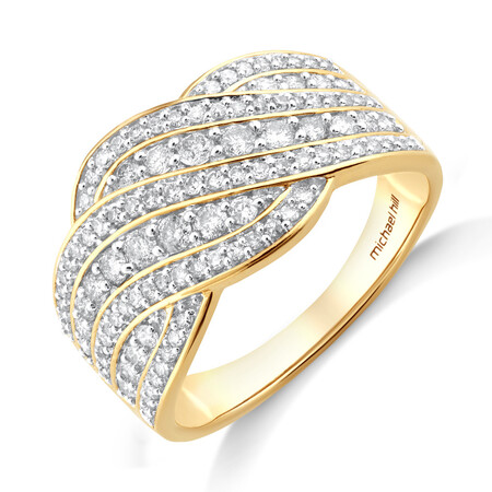 Swirl Cluster Ring with 0.75 Carat TW of Diamonds in 10kt Yellow Gold Swirl Cluster Ring with 0.75 Carat TW of Diamonds in 10kt Yellow Gold