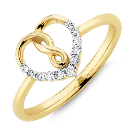 Infinitas Ring With 0.10 Carat TW Of Diamonds In 10ct Yellow Gold Infinitas Ring With 0.10 Carat TW Of Diamonds In 10ct Yellow Gold