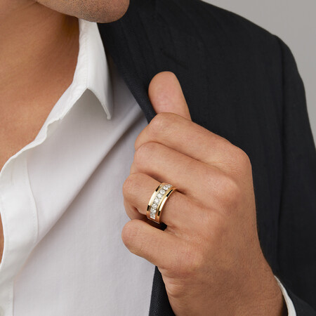 Men's Ring with 1 Carat TW of Diamonds in 10ct Yellow Gold Men's Ring with 1 Carat TW of Diamonds in 10ct Yellow Gold