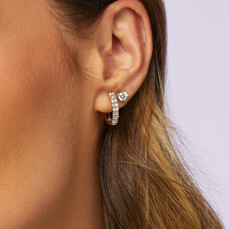 Huggie Earrings with 0.50 Carat TW of Diamonds in 10ct Yellow Gold Huggie Earrings with 0.50 Carat TW of Diamonds in 10ct Yellow Gold